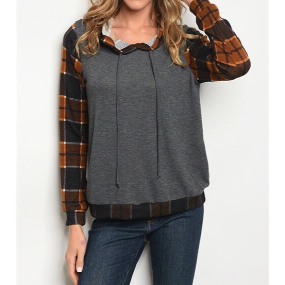 new pumpkin spice plaid sweater top - Picture 2 of 2